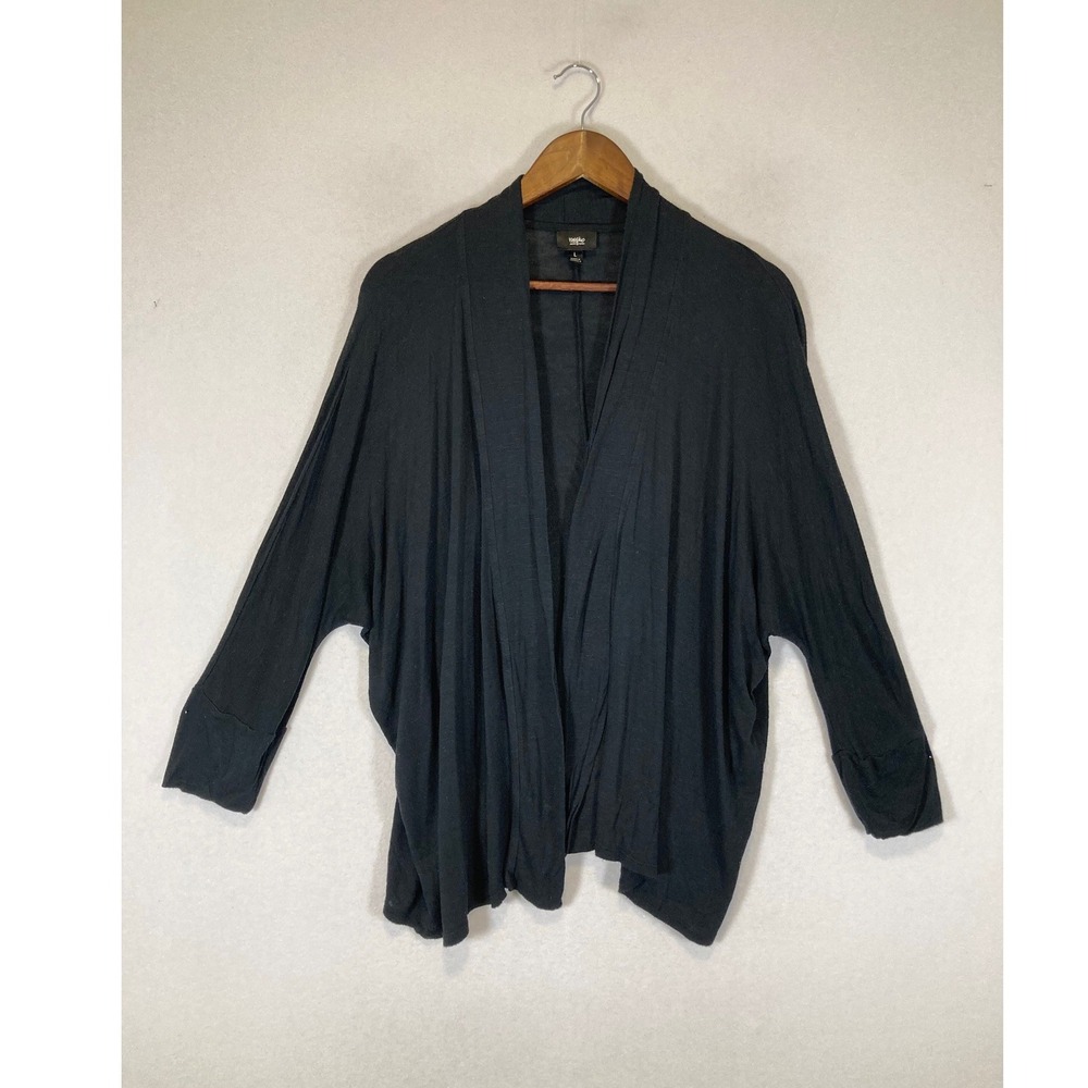 Minimalist Mossimo Women Large Black Batwing Sleeve Open Front Cardigan Sweater